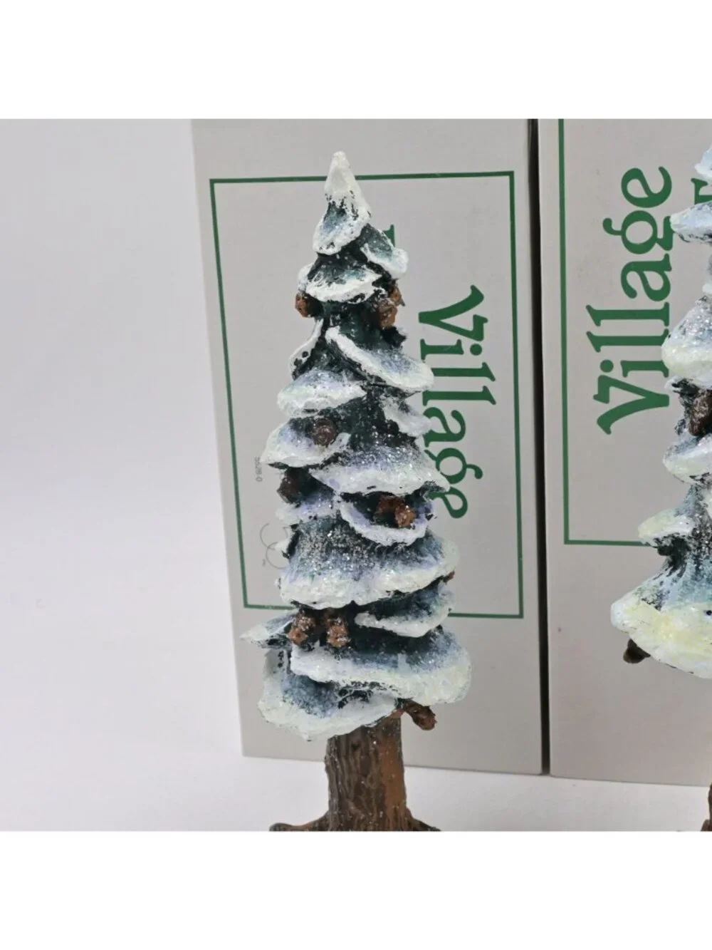 Department 56 Heritage Village Pole Pine Tree Porcelain Decor Set of 3 Boxed